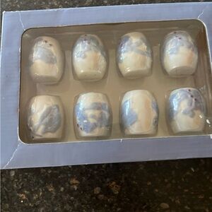 NEW 8 min Pfaltzgraff Winter Frost Collection Salt & Pepper 4 Pairs 1.75”x1.5”